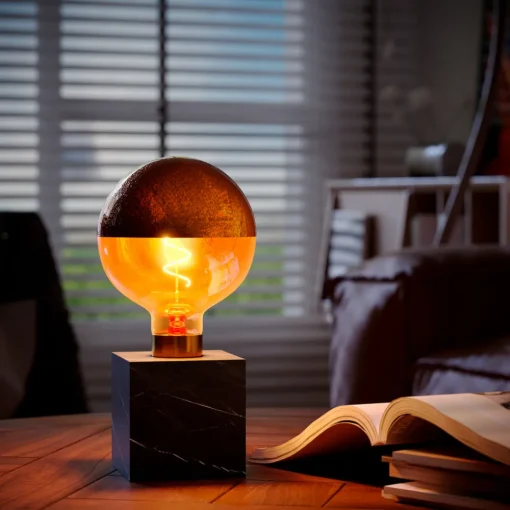 Calex Square Marble bordlampe, svart Best