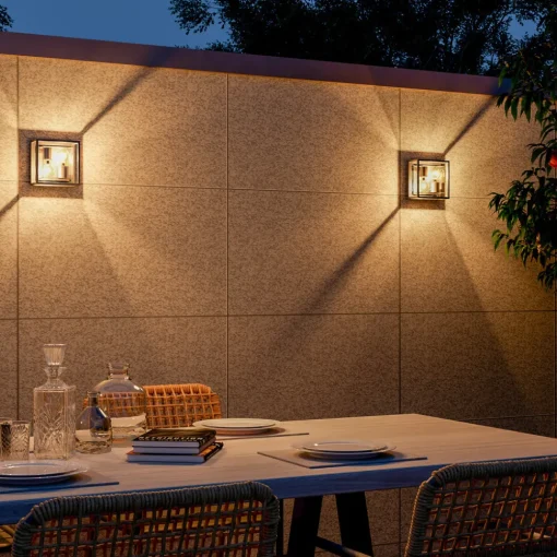 Calex utendørs vegglampe, 2-lys, topp/bunn, aluminium, svart Clearance