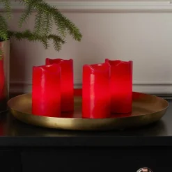 STAR TRADING Candle LED-lys i 4-er sett med fjernkontroll, rød| Julebelysning|Dekorasjonsbelysning