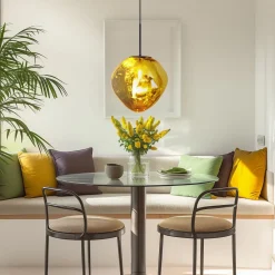 Eco-Light Canopus hengelampe, gullfarget, Ø 28 cm, glass, E27| Pendellamper