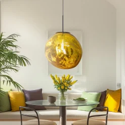 Eco-Light Canopus hengelampe, gullfarget, Ø 36 cm, glass, E27 New