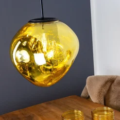 Eco-Light Canopus hengelampe, gullfarget, Ø 36 cm, glass, E27 New