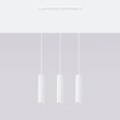 SOLLUX LIGHTING Carbon pendellampe, hvit, lengde 45 cm, aluminium, 3 lyskilder. Best