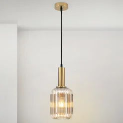 ORION Carneval pendellampe, antikk messing/amber, Ø 14 cm, glass| Pendellamper