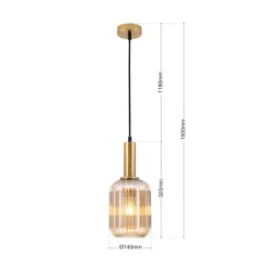 ORION Carneval pendellampe, antikk messing/amber, Ø 14 cm, glass| Pendellamper