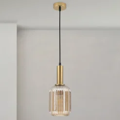 ORION Carneval pendellampe, antikk messing/amber, Ø 14 cm, glass| Pendellamper