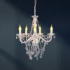 Näve Cecilia lysekrone, hvit, jern/akryl, Ø 52 cm, 5 lyskilder. Discount