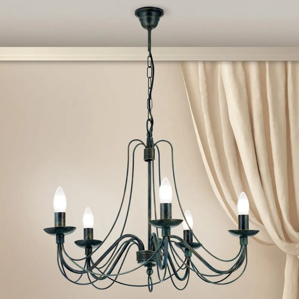 ORION CLARA lysekrone i herregårdsstil med fem lys| Lysekroner