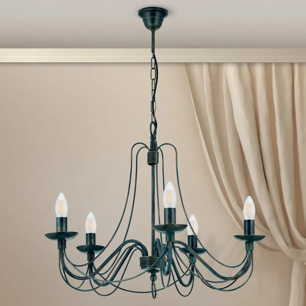 ORION CLARA lysekrone i herregårdsstil med fem lys| Lysekroner