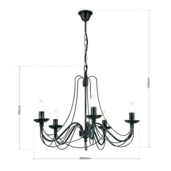 ORION CLARA lysekrone i herregårdsstil med fem lys| Lysekroner