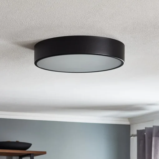 TEMAR LIGHTING Cleo 400 taklampe, svart, sensor, IP20, Ø 40 cm, metall| Design- Og Hotellbelysning|Taklamper