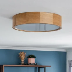 TEMAR LIGHTING Cleo DR375 taklampe, IP54, Ø 37,5 cm, eiketre, E27| Design- Og Hotellbelysning|Taklamper