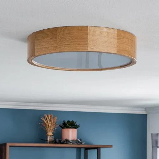 TEMAR LIGHTING Cleo DR375 taklampe, IP54, Ø 37,5 cm, eiketre, E27| Design- Og Hotellbelysning|Taklamper