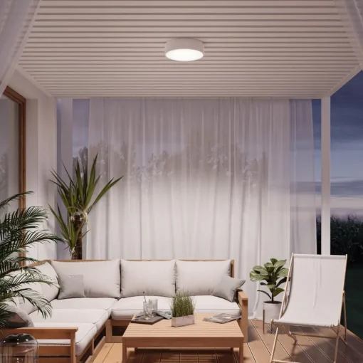 TEMAR LIGHTING Cleo taklampe, Ø 20 cm, IP54, hvit, metall, E27| Taklamper