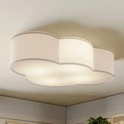 TK Lighting Cloud taklampe, hvit, tekstil, lengde 62 cm, E27, 4 lyskilder. Hot