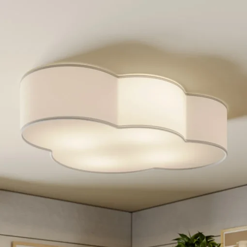 TK Lighting Cloud taklampe, hvit, tekstil, lengde 62 cm, E27, 4 lyskilder. Hot
