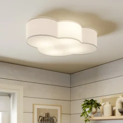 TK Lighting Cloud taklampe, hvit, tekstil, lengde 62 cm, E27, 4 lyskilder. Hot