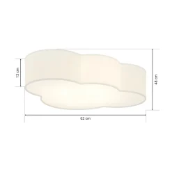 TK Lighting Cloud taklampe, hvit, tekstil, lengde 62 cm, E27, 4 lyskilder. Hot