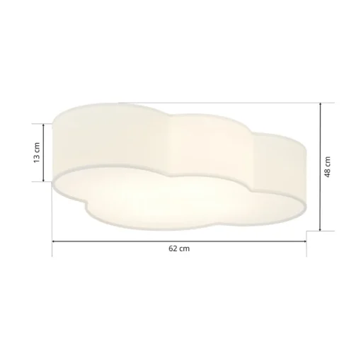 TK Lighting Cloud taklampe, hvit, tekstil, lengde 62 cm, E27, 4 lyskilder. Hot