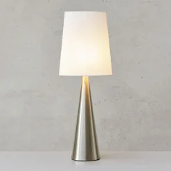 Markslöjd Conus-bordlampe med offwhite skjerm, nikkel New