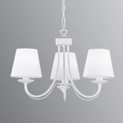 Trio Lighting Cortez - lysekrone med hvite tekstilskjermer| Lysekroner