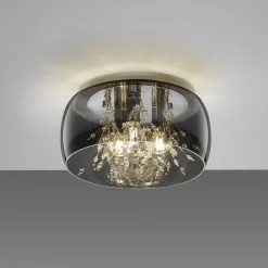 Trio Lighting Crystel taklampe av glass, krom, Ø 34 cm Hot