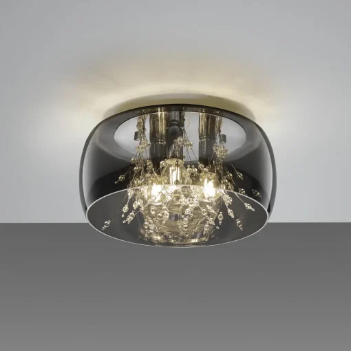 Trio Lighting Crystel taklampe av glass, krom, Ø 34 cm Hot