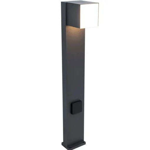 LUTEC Cuba LED-veilampe, antrasitt med stikkontakt| Gatebelysning, Pullert Belysning