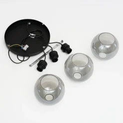 TK Lighting Cubus hengelampe, Ø 50 cm, 3 lyskilder, røykgrå, glass| Pendellamper
