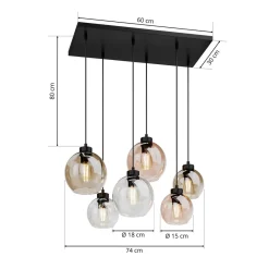 TK Lighting Cubus hengelampe, 74 cm, 6 lyskilder, klar/honning/brun, glass Sale