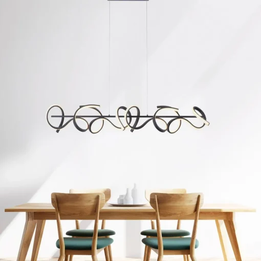 JUST LIGHT. GmbH Curls LED-hengelampe, svart, metall, 99 cm lang, dimbar| Led-Innendørs|Pendellamper