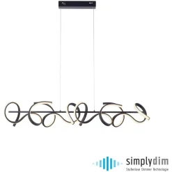 JUST LIGHT. GmbH Curls LED-hengelampe, svart, metall, 99 cm lang, dimbar| Led-Innendørs|Pendellamper