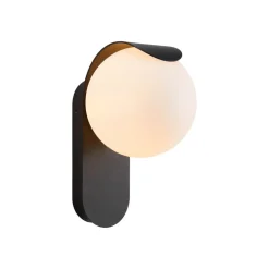 Nordlux Dalius utendørs vegglampe, svart, hvit kuppelskjerm| Vegglamper Utendørs