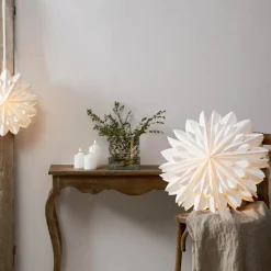STAR TRADING Dekorativ stjerne Cliff, papir, uten stikkontakt hvit Ø 60cm Outlet