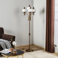 ORION DELIA gulvlampe med 4 lys i antikk messing| Gulvlamper