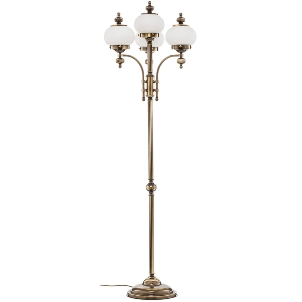 ORION DELIA gulvlampe med 4 lys i antikk messing| Gulvlamper