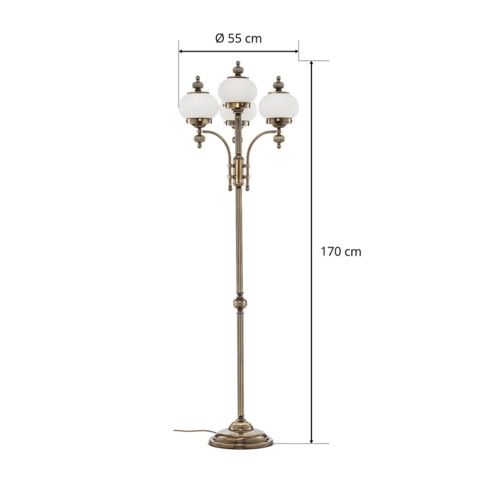 ORION DELIA gulvlampe med 4 lys i antikk messing| Gulvlamper