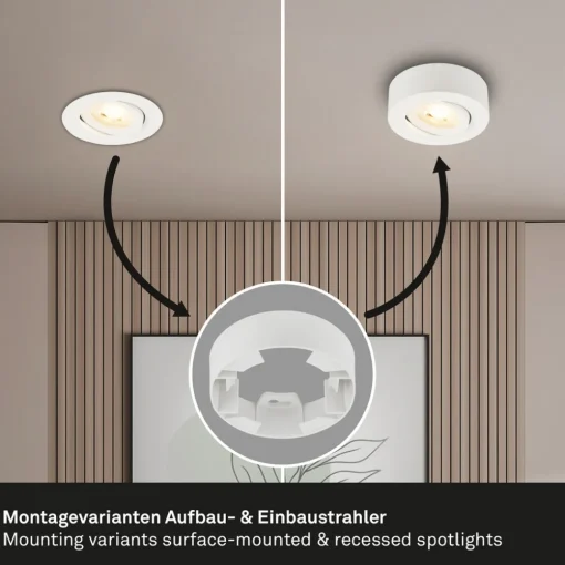 Briloner Desi innfellingslampe, hvit, Ø9 cm, av/på, 3000 K Sale