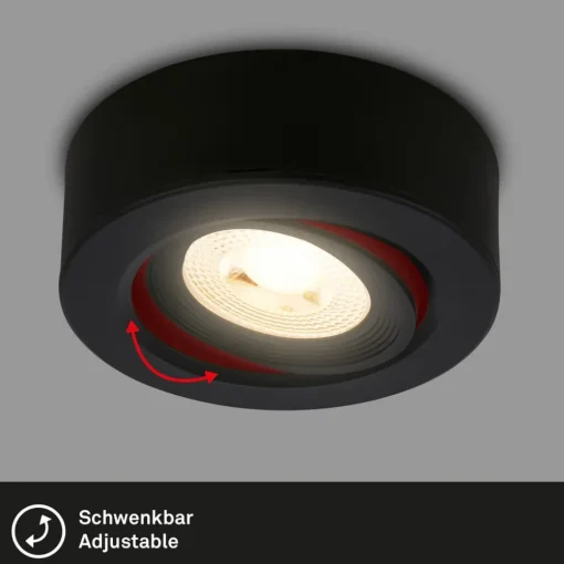 Briloner Desi innfellingslampe, svart, Ø9cm, av/på, 3000K| Downlights
