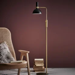 Markslöjd Dimbar gulvlampe Larry, svart-messing| Gulvlamper
