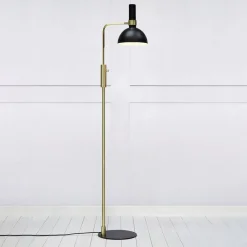 Markslöjd Dimbar gulvlampe Larry, svart-messing| Gulvlamper