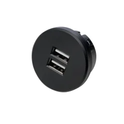 Hera Dobbel USB-kontakt, rund, svart| Elektromateriell|Tilbehør