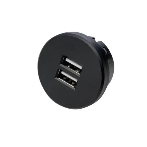 Hera Dobbel USB-kontakt, rund, svart| Elektromateriell|Tilbehør
