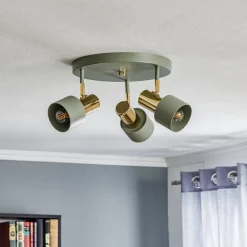 Argon Downlight Destin, 3 lyskilder grønn/messing| Spotter I Tak