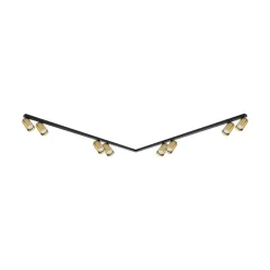 Milagro Lighting Downlight Hero, svart/gull, 8 lyskilder, 240 cm, metall| Spotter I Tak