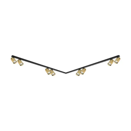 Milagro Lighting Downlight Hero, svart/gull, 8 lyskilder, 240 cm, metall| Spotter I Tak