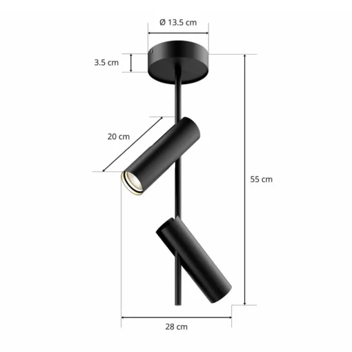 SIGMA Downlight Leda 2, 2 lyskilder, svart| Spotter I Tak|Taklamper