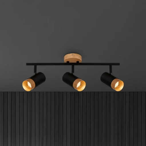 Briloner Downlight Plek GU10 svart/tre 3 lyskilder Online