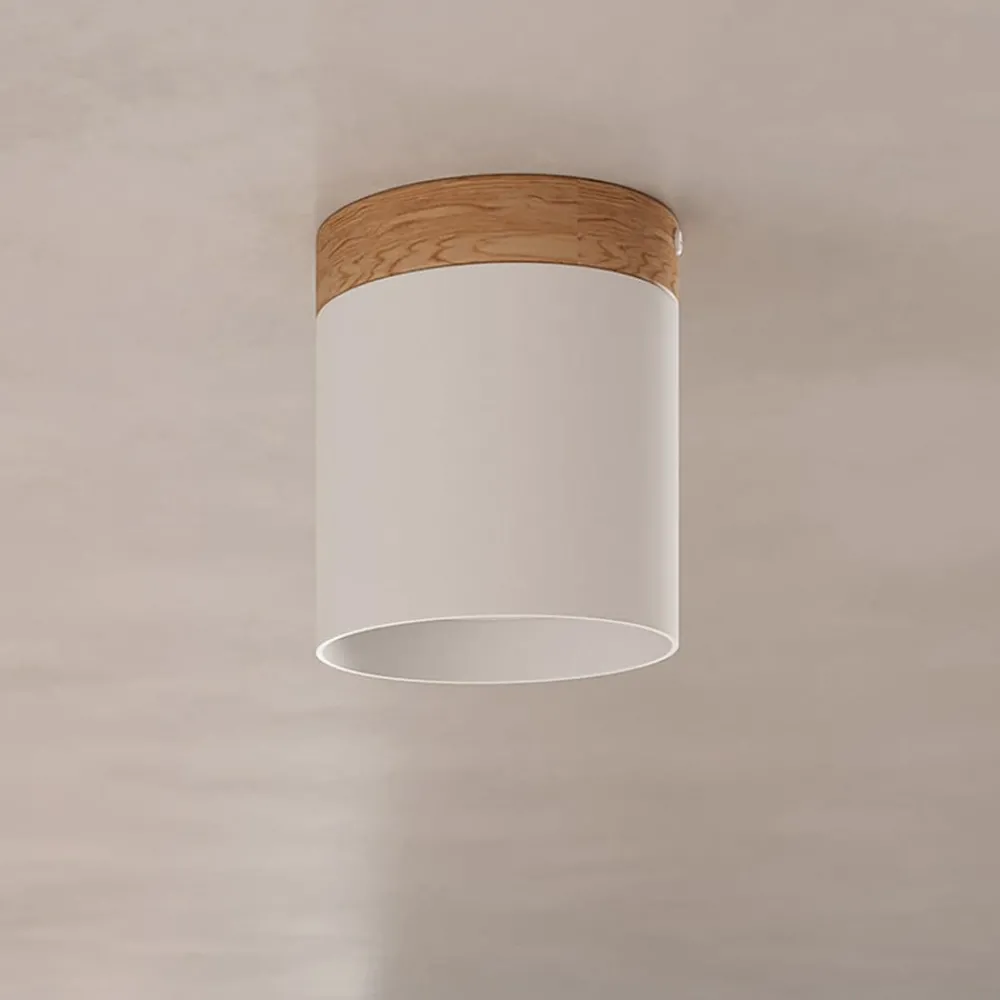 SOLLUX LIGHTING Downlight Rif, hvit, Ø 12 cm, tre, aluminium| Spotter I Tak