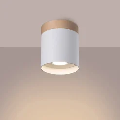 SOLLUX LIGHTING Downlight Rif, hvit, Ø 12 cm, tre, aluminium| Spotter I Tak